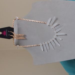 Paparazzi Gold chain with acrylic spikes and gold chain earrings